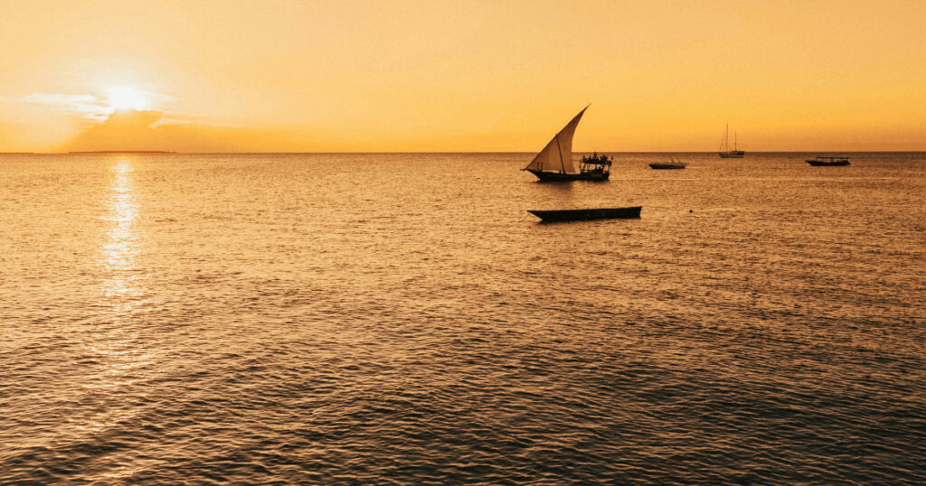 Sunset view from a beachfront resort in Zanzibar