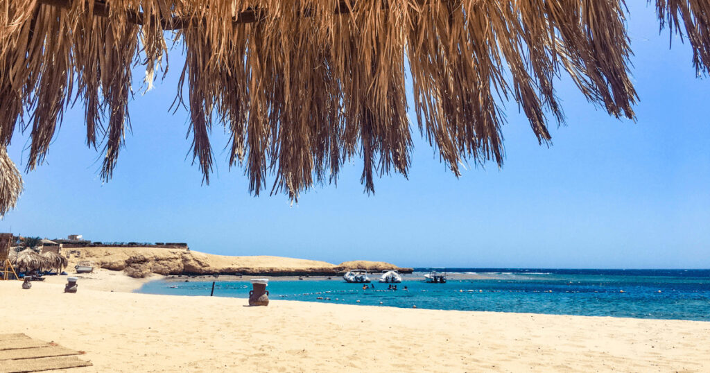 Relaxing on Hurghada beaches with turquoise Red Sea views — one of the most relaxing Hurghada experiences for travelers.